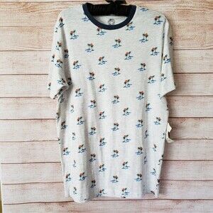 Free Planet Palm Tree Print T-Shirt Organic Cotton Short Sleeve Men Size Medium